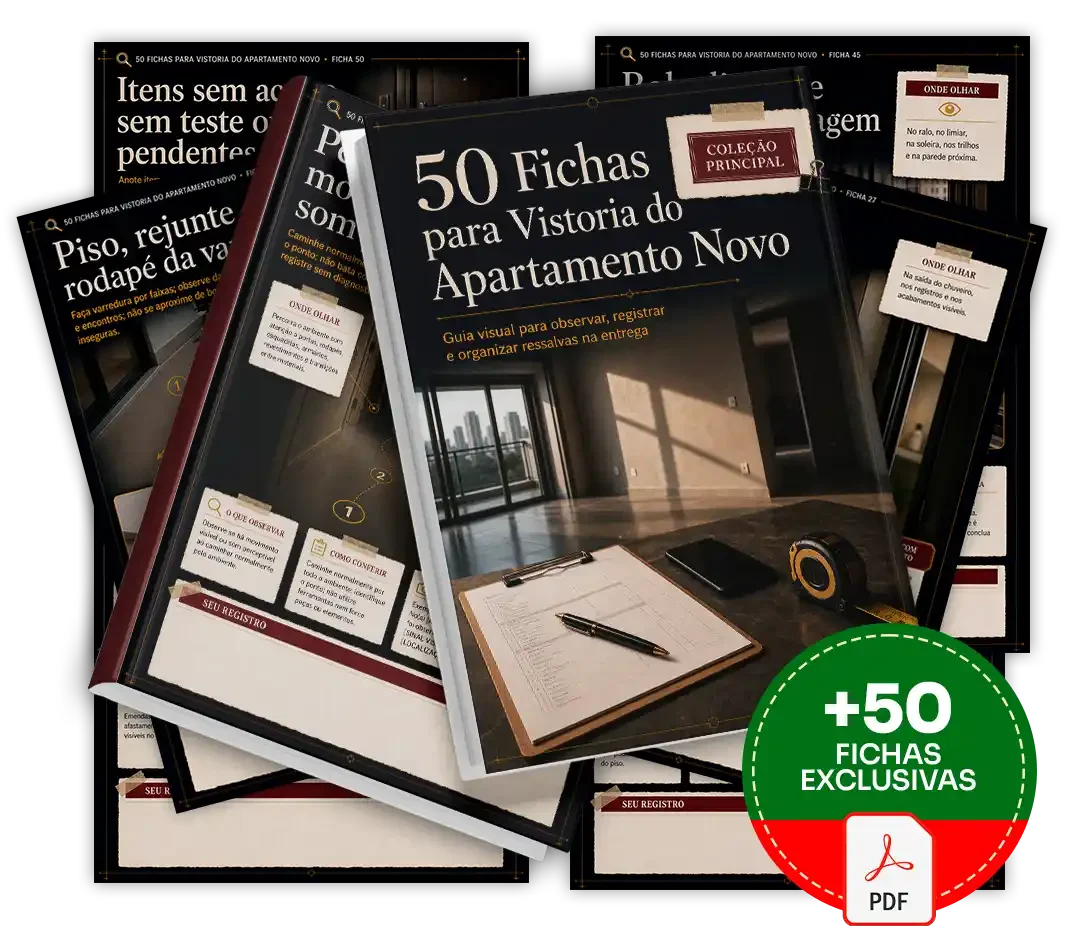 Mockup principal de 50 Fichas para Vistoria do Apartamento Novo